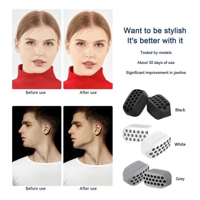 2Pcs Acial Jaw Exerciser Fitness Jawline Muscle Training Double Chin Reducer Neck Face Slimming Mouth Jawliner Silicone Chew