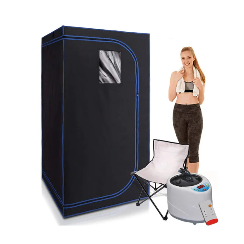 Steam Sauna Includes Fold Chair Full Body Heating 2000W 4.2L  Portable  Box Ease Insomnia Stainless Steel Pipe Support