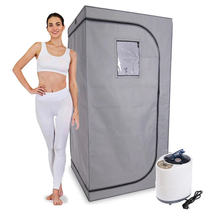 Steam Sauna Includes Fold Chair Full Body Heating 2000W 4.2L  Portable  Box Ease Insomnia Stainless Steel Pipe Support