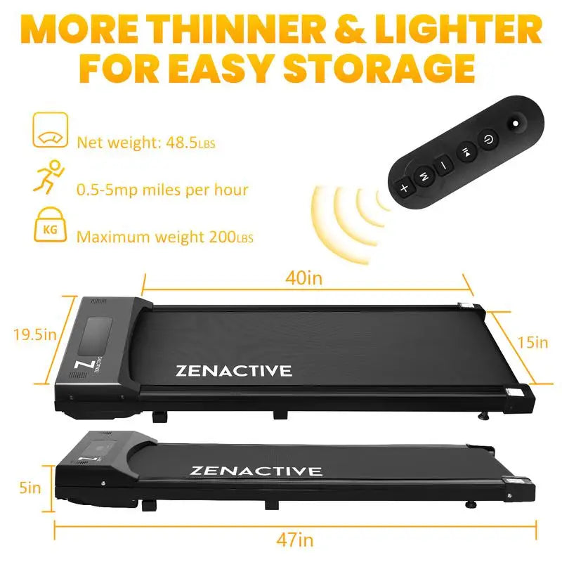 Zenactive Under Desk WalkingPad Treadmill for Home/Office with Remote Control Black