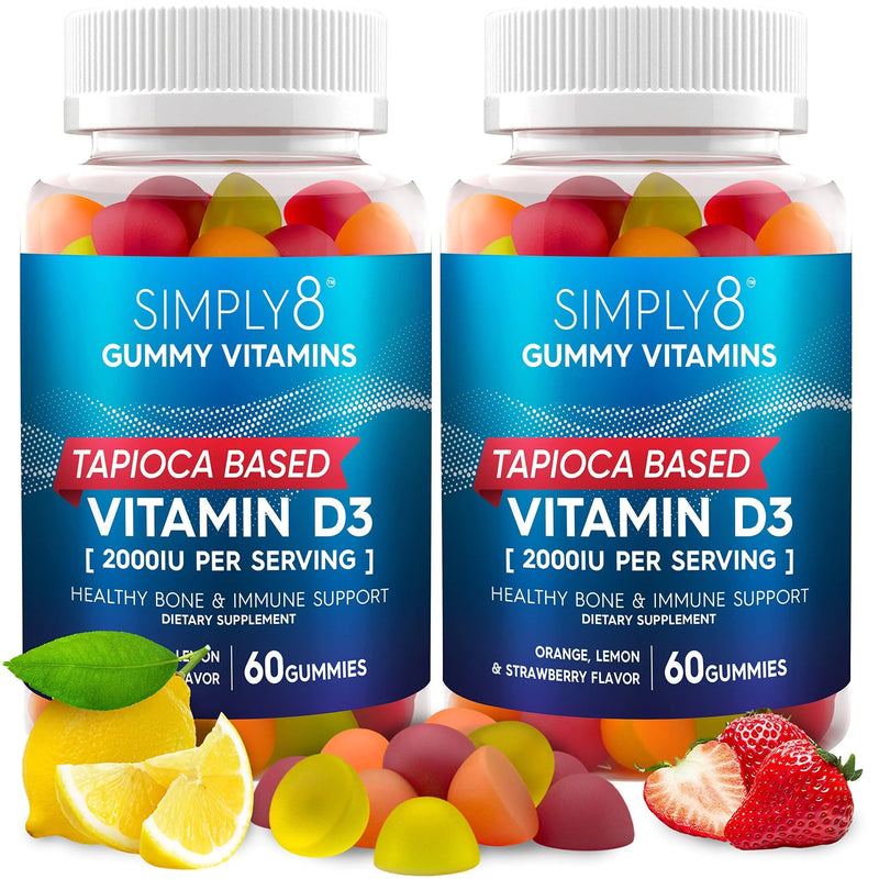 Vitamin D3 2000 IU Supports Immunity Bone Joint Health 2 Mo.Supply Tapioca Based