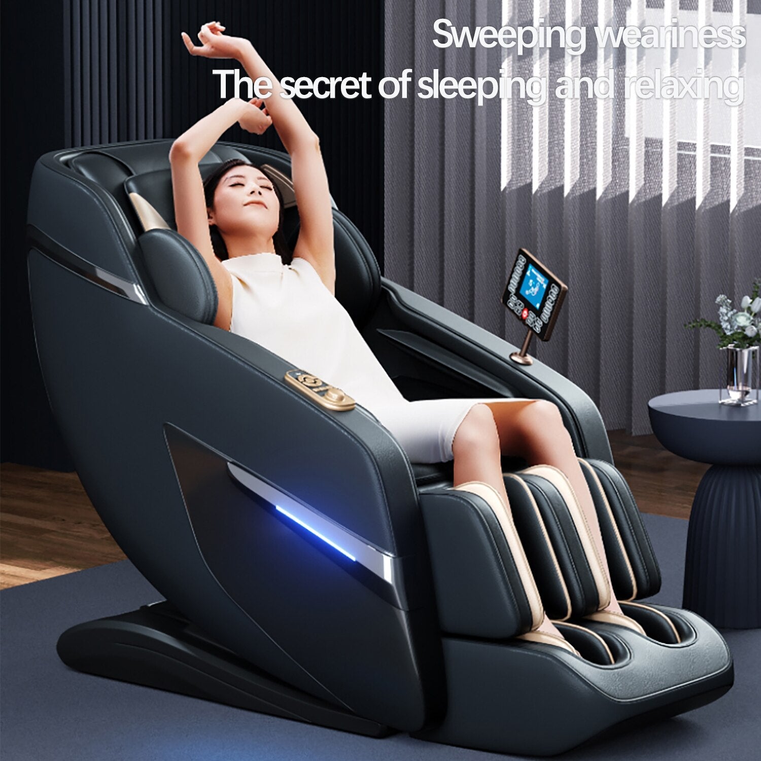 Extend Touch Screen Luxury 8D Voice Control Full Body Massage Chair Zero Gravity, Bluetooth Speaker,Foot Rollers and Heating - Living Pure Essentials