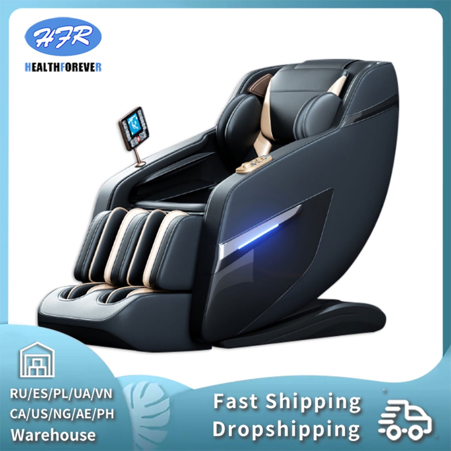 Extend Touch Screen Luxury 8D Voice Control Full Body Massage Chair Zero Gravity, Bluetooth Speaker,Foot Rollers and Heating - Living Pure Essentials